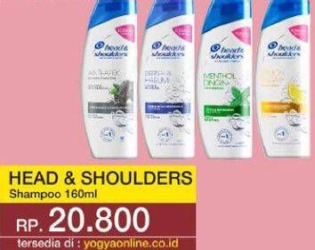 Promo Harga HEAD & SHOULDERS Shampoo Anti-Apek Dengan Charcoal, Clean Balanced, Cool Menthol, Lemon Fresh 160 ml - Yogya
