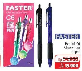 Promo Harga FASTER Pen Ink Biru, Hitam 12 pcs - Lotte Grosir