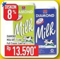 Promo Harga DIAMOND Milk UHT Full Cream, Low Fat High Calcium 1000 ml - Hypermart