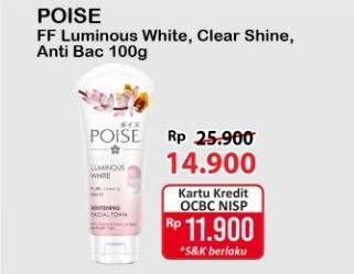 Promo Harga Poise Facial Foam Anti Bacterial, Clear Shine, Luminous White 100 gr - Alfamart