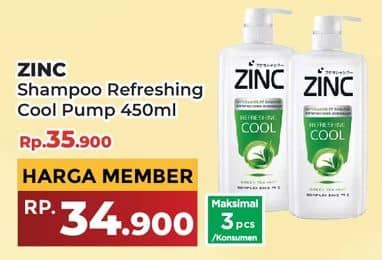 Promo Harga Zinc Shampoo Refreshing Cool 450 ml - Yogya