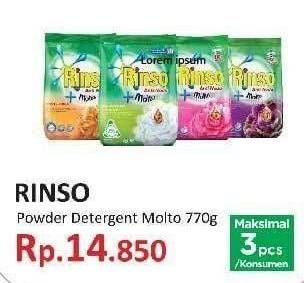 Promo Harga RINSO Molto Detergent Bubuk 770 gr - Yogya
