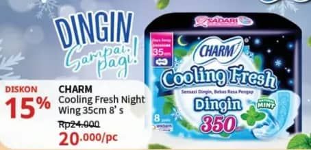 Promo Harga Charm Extra Comfort Cooling Fresh Wing 35cm 8 pcs - Guardian