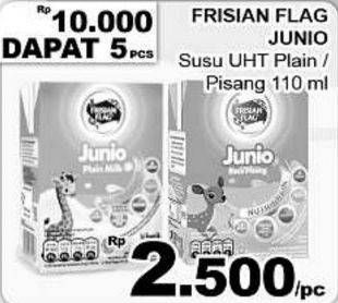 Promo Harga FRISIAN FLAG Susu UHT Junio Plain, Pisang per 5 pcs 110 ml - Giant