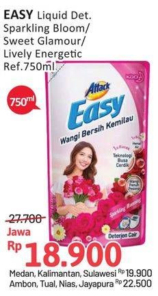 Promo Harga Attack Easy Detergent Liquid Sparkling Blooming, Sweet Glamour, Lively Energetic 750 ml - Alfamidi