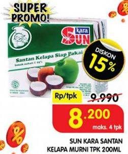 Promo Harga Sun Kara Santan Kelapa 200 ml - Superindo