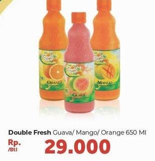Promo Harga DOUBLE FRESH Drink Concentrate Guava, Mango, Orange 650 ml - Carrefour