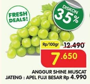 Promo Harga Anggur Shine Muscat 100 gr - Superindo