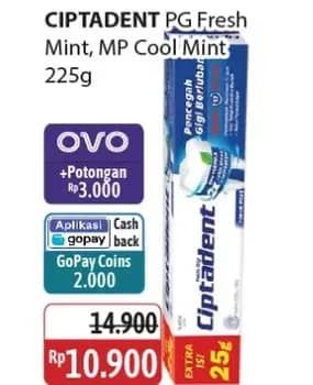 Promo Harga Ciptadent Pasta Gigi Maxi 12 Plus Fresh Mint, Cool Mint 225 gr - Alfamidi