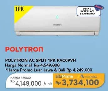 Promo Harga Polytron AC Deluxe2 1 PK PAC09VH  - Carrefour