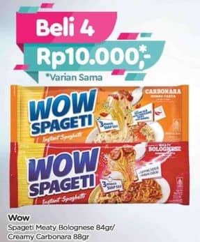 Promo Harga WOW Spageti Meaty Bolognese, Cream Carbonara 84 gr - TIP TOP