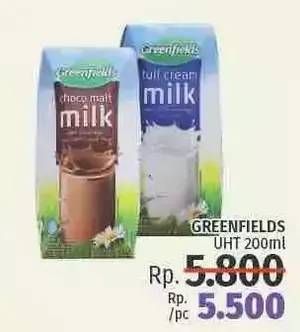 Promo Harga GREENFIELDS Fresh Milk 200 ml - LotteMart
