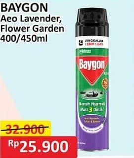 Promo Harga Baygon Insektisida Spray Silky Lavender, Flower Garden 450 ml - Alfamart