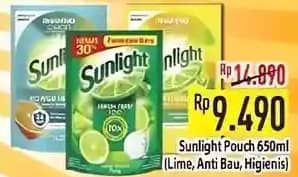 Promo Harga Sunlight Pencuci Piring Jeruk Nipis 100, Anti Bau With Daun Mint, Higienis Plus With Habbatussauda 650 ml - Hypermart