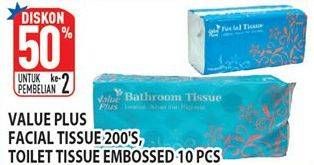 Promo Harga Value Plus Facial Tissue, Toilet Tissue Embossed  - Hypermart