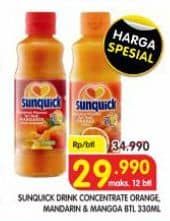 Promo Harga Sunquick Minuman Sari Buah Orange, Mandarin, Mango 330 ml - Superindo