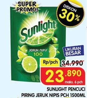 Promo Harga Sunlight Pencuci Piring Jeruk Nipis 100 1500 ml - Superindo