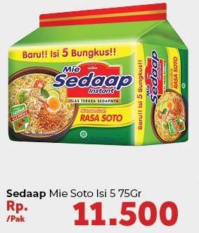 Promo Harga SEDAAP Mie Kuah Soto per 5 pcs 75 gr - Carrefour