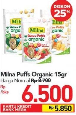 Promo Harga MILNA Nature Puffs Organic 15 gr - Carrefour