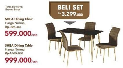 Promo Harga Sherry Dinning Chair + Seth Dinning Table  - Carrefour