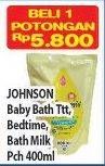 Promo Harga JOHNSONS Baby Bath Top To Toe, Bedtime, Milk 400 ml - Hypermart