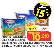 Promo Harga KRAFT Singles Cheese Regular, BBQ Chicken, Plain, Less Fat Light  - Superindo