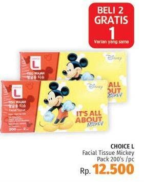 Promo Harga CHOICE L Facial Tissue Mickey 200 pcs - LotteMart