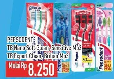 Promo Harga Pepsodent Sikat Gigi Nano Soft/Pepsodent Sikat Gigi Expert Clean/Brilian  - Hypermart