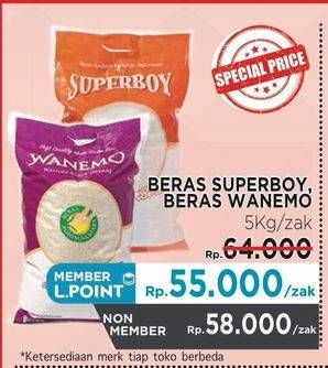 Promo Harga Beras Premium Superboy, Wanemo 5 kg - LotteMart