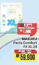 Promo Harga Makuku Comfort Fit Diapers Pants XL24 24 pcs - Alfamart