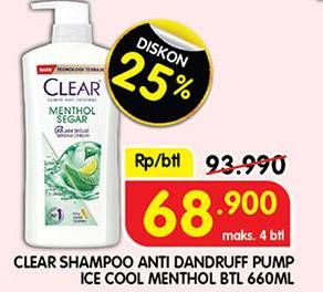 Promo Harga Clear Shampoo Ice Cool Menthol 660 ml - Superindo