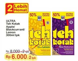 Promo Harga Ultra Teh Kotak Apple, Blackcurrant, Lemon 300 ml - Indomaret