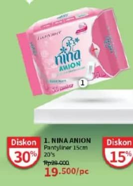 Promo Harga Bagus Nina Anion Pantyliner Natural Scent 15cm 20 pcs - Guardian