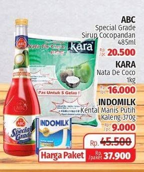 ABC Syrup Special Grade 485ml + KARA Nata De Coco 1Kg + INDOMILK Susu Kental Manis 370gr