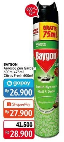 Promo Harga BAYGON Insektisida Spray Citrus Fresh, Zen Garden 600 ml - Alfamidi