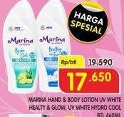 Promo Harga MARINA Hand Body Lotion UV White Healthy Glow, UV White Hydro Cool 460 ml - Superindo