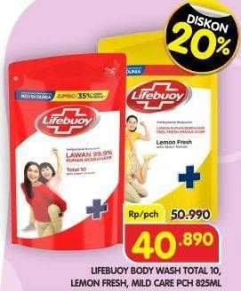 Promo Harga Lifebuoy Body Wash Lemon Fresh, Mild Care, Total 10 850 ml - Superindo