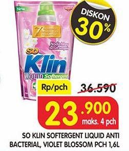 Promo Harga SO KLIN Liquid Detergent + Anti Bacterial Biru, + Anti Bacterial Violet Blossom 1600 ml - Superindo