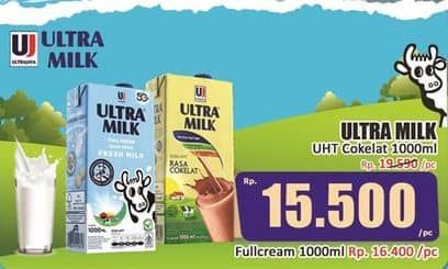 Promo Harga Ultra Milk Susu UHT Coklat 1000 ml - Hari Hari