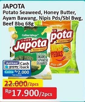 Promo Harga Japota Potato Chips Umami Japanese Seaweed, Happy Honey Butter, Ayam Bawang, Sambal Bawang, Beef BBQ 68 gr - Alfamart