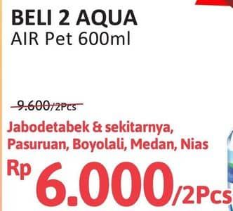 Promo Harga Aqua Air Mineral 600 ml - Alfamidi