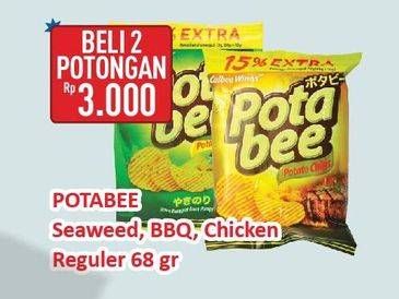 Promo Harga POTABEE Snack Potato Chips Seaweed, BBQ, Chicken, Reguler per 2 pouch 68 gr - Hypermart