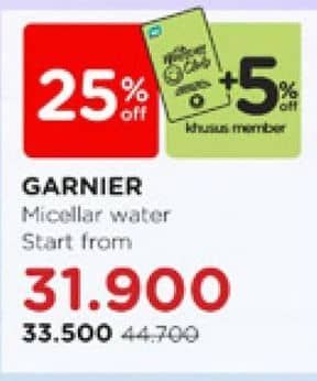 Promo Harga Garnier Micellar Water 50 ml - Watsons