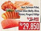 Promo Harga Salmon Fillet/Slice (Belly, Dice, Kirimi, Finger)  - Hypermart