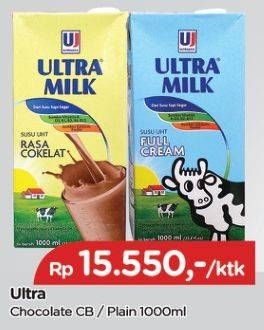 Promo Harga ULTRA MILK Susu UHT Coklat, Full Cream 1000 ml - TIP TOP