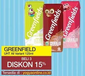 Promo Harga GREENFIELDS UHT All Variants 125 ml - Yogya