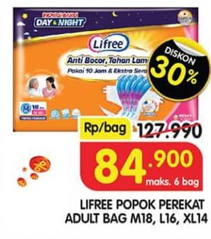 Promo Harga Lifree Popok Perekat Menyerap dan Kering M18, L16, XL14 14 pcs - Superindo