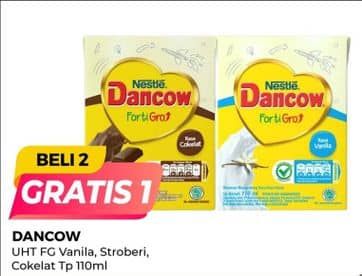 Promo Harga Dancow Fortigro UHT Cokelat, Stroberi, Vanilla 110 ml - Alfamart