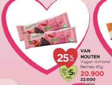 Promo Harga Van Houten Chocolate Vegan Almond Berries 45 gr - Watsons