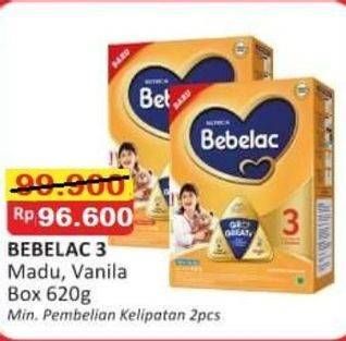 Promo Harga Bebelac 3 Gro Great Madu, Vanila 620 gr - Alfamart